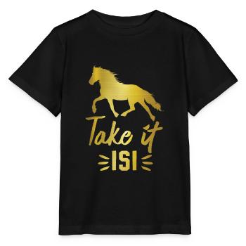 Islandpferd Take it Isi - Stanley/Stella Kinder T-Shirt MINI CREATOR  - Schwarz - Vorne - Mikhail (115cm)