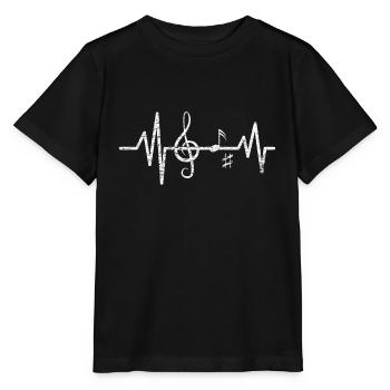 Musik Violinschlüssel Herzschlag - Stanley/Stella Kinder T-Shirt MINI CREATOR  - Schwarz - Vorne - Mikhail (115cm)