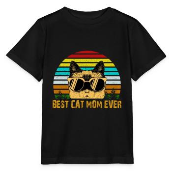 MEILLEUR chat maman jamais drôle cadeau pour maman - T-shirt bio MINI CREATOR Stanley/Stella Enfant - noir - Devant - Mikhail (115cm)
