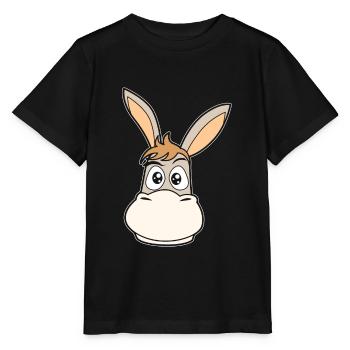 Cartoon comic donkey animals - Stanley/Stella MINI CREATOR Kids’ T-Shirt - black - Front - Mikhail (115cm)