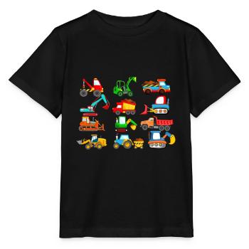 Baustellenfahrzeuge und Traktoren Kinder Shirt - Stanley/Stella Kinder T-Shirt MINI CREATOR  - Schwarz - Vorne - Mikhail (115cm)