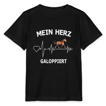 Pferd Reiten Herzschlag EKG Mädchen Pferde - Stanley/Stella Kinder T-Shirt MINI CREATOR  - Schwarz - Vorne - Mikhail (115cm)