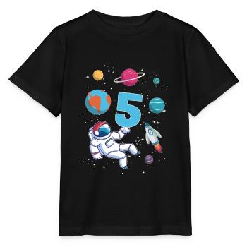 Astronaute fusée 5ème anniversaire de l’espace 5 ans - T-shirt bio MINI CREATOR Stanley/Stella Enfant - noir - Devant - Mikhail (115cm)
