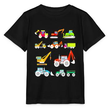 Chemise enfant véhicules de chantier et tracteurs - T-shirt bio MINI CREATOR Stanley/Stella Enfant - noir - Devant - Mikhail (115cm)