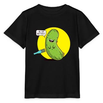 STOP THAT PICKLES Ticklish Cucumber Humor Saying - Stanley/Stella MINI CREATOR Kids’ T-Shirt - black - Front - Mikhail (115cm)