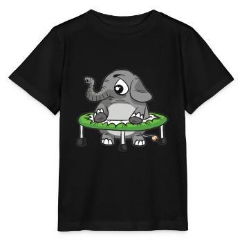 Dicker Elefant im Trampolin - Stanley/Stella Kinder T-Shirt MINI CREATOR  - Schwarz - Vorne - Mikhail (115cm)