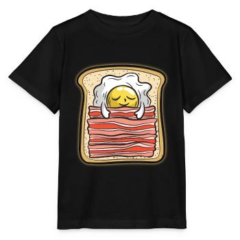 LIT ET PETIT DÉJEUNER Toast aux œufs frits - T-shirt bio MINI CREATOR Stanley/Stella Enfant - noir - Devant - Mikhail (115cm)
