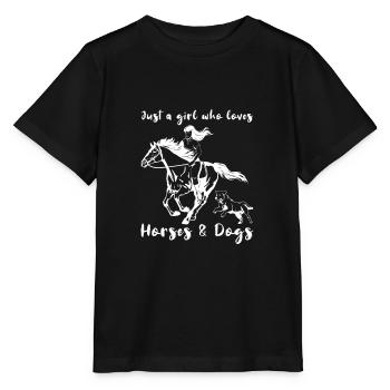 Just a girl who loves horses and dogs - Stanley/Stella Kinder T-Shirt MINI CREATOR  - Schwarz - Vorne - Mikhail (115cm)