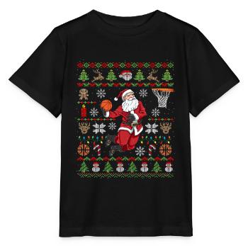 Funny Santa Claus Ugly Christmas basketball - T-shirt bio MINI CREATOR Stanley/Stella Enfant - noir - Devant - Mikhail (115cm)