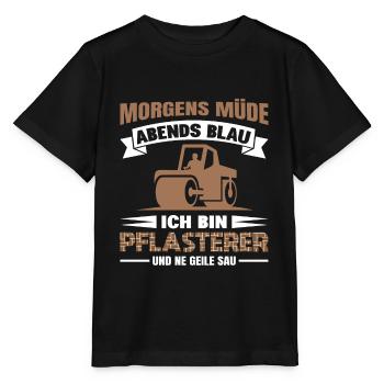 Pflasterer Steinleger Pflästerer Bau Pflastern - Stanley/Stella Kinder T-Shirt MINI CREATOR  - Schwarz - Vorne - Mikhail (115cm)