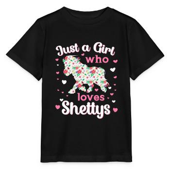 Just a Girl who loves Shettys Pony Pferde Geschenk - Stanley/Stella Kinder T-Shirt MINI CREATOR  - Schwarz - Vorne - Mikhail (115cm)