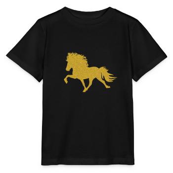 Islandpferd - Stanley/Stella Kinder T-Shirt MINI CREATOR  - Schwarz - Vorne - Mikhail (115cm)