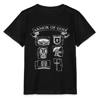 Christian Faith Armor of God Ephesians 6 - Stanley/Stella MINI CREATOR Kids’ T-Shirt - black - Front - Mikhail (115cm)