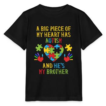 Morceau de mon cœur Frère Frère Autisme - T-shirt bio MINI CREATOR Stanley/Stella Enfant - noir - Devant - Mikhail (115cm)