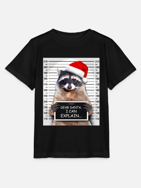 Dear Santa I Can Explain Funny Christmas Raccoon - Stanley/Stella Kinder T-Shirt MINI CREATOR - Schwarz