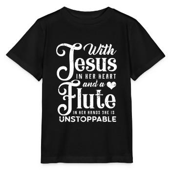 Querflöte - Stanley/Stella Kinder T-Shirt MINI CREATOR  - Schwarz - Vorne - Mikhail (115cm)