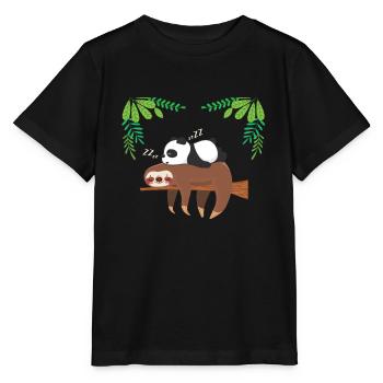 Panda paresseux lève-tard - T-shirt bio MINI CREATOR Stanley/Stella Enfant - noir - Devant - Mikhail (115cm)