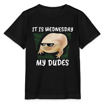 C'est mercredi mes mecs. Frog Wednesday Memes - T-shirt bio MINI CREATOR Stanley/Stella Enfant - noir - Devant - Mikhail (115cm)