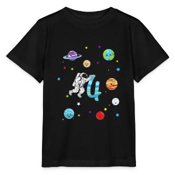 4ème cadeau du système solaire astronaute anniversaire - T-shirt bio MINI CREATOR Stanley/Stella Enfant - noir - Devant - Mikhail (115cm)