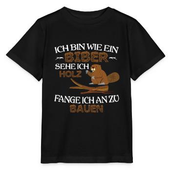 Castor je vois du bois je commence à construire un cadeau - T-shirt bio MINI CREATOR Stanley/Stella Enfant - noir - Devant - Mikhail (115cm)