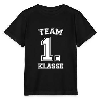 Team 1. Klasse Einschulung Schulkind - Stanley/Stella Kinder T-Shirt MINI CREATOR  - Schwarz - Vorne - Mikhail (115cm)