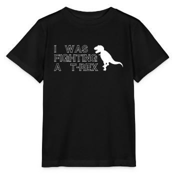 I Was Fighting A T-REX T-Shirt Knochenbruch - Stanley/Stella Kinder T-Shirt MINI CREATOR  - Schwarz - Vorne - Mikhail (115cm)