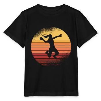 Handball sport équipe handball joueur saut lancer cadeau - T-shirt bio MINI CREATOR Stanley/Stella Enfant - noir - Devant - Mikhail (115cm)