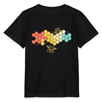 Rétro nid d'abeille apiculteur abeille nature amour - T-shirt bio MINI CREATOR Stanley/Stella Enfant - noir - Devant - Mikhail (115cm)