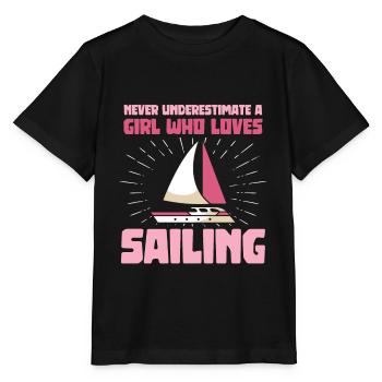 Une fille qui aime la voile - T-shirt bio MINI CREATOR Stanley/Stella Enfant - noir - Devant - Mikhail (115cm)