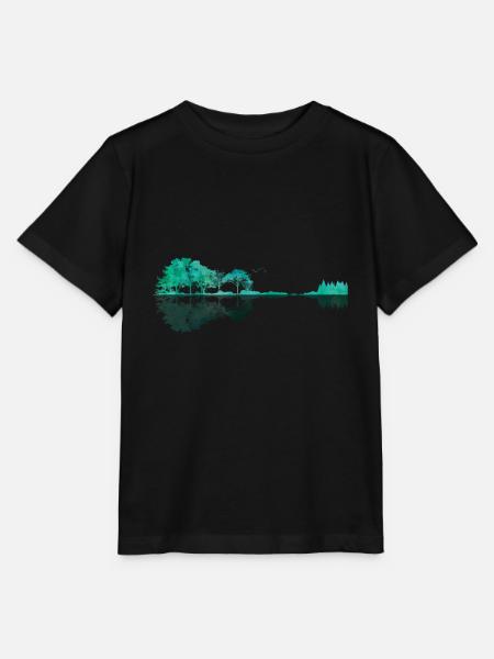 Gitarre See Schatten Landschaft Musik Liebe Gitarr - Stanley/Stella Kinder T-Shirt MINI CREATOR  - Schwarz