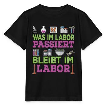 Biologie - Was Im Labor Passiert Bleibt Im Labor - Stanley/Stella Kinder T-Shirt MINI CREATOR  - Schwarz - Vorne - Mikhail (115cm)
