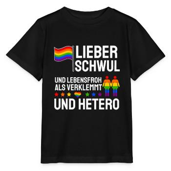 Lieber Schwul Und Lebensfroh Als Verklemmt Hetero - Stanley/Stella Kinder T-Shirt MINI CREATOR  - Schwarz - Vorne - Mikhail (115cm)