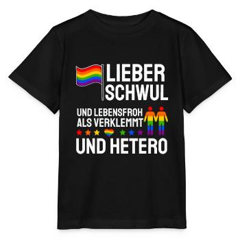 Lieber Schwul Und Lebensfroh Als Verklemmt Hetero - Stanley/Stella Kinder T-Shirt MINI CREATOR  - Schwarz - Vorne - Mikhail (115cm)