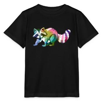 Waschbär Niedliches Tier - Stanley/Stella Kinder T-Shirt MINI CREATOR  - Schwarz - Vorne - Mikhail (115cm)