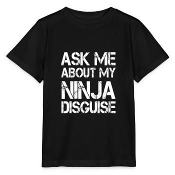 Lustiges Ninja Geschenk Ask Me About My Ninja - Stanley/Stella Kinder T-Shirt MINI CREATOR  - Schwarz - Vorne - Mikhail (115cm)