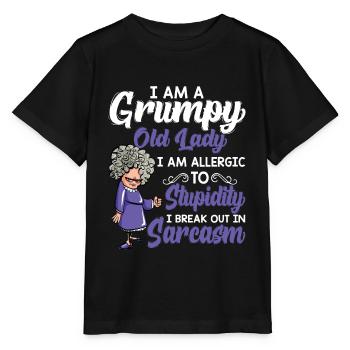 Grumpy Old I Am Allergic To Stupidity T Shirt - Stanley/Stella Kinder T-Shirt MINI CREATOR  - Schwarz - Vorne - Mikhail (115cm)