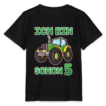 Traktor Trecker Kinder 5. Geburtstag 5 Jahre - Stanley/Stella Kinder T-Shirt MINI CREATOR  - Schwarz - Vorne - Mikhail (115cm)
