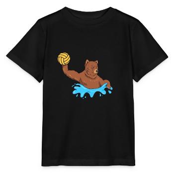 Bär Wasserball Geschenk I Braunbär Wasserballer - Stanley/Stella Kinder T-Shirt MINI CREATOR  - Schwarz - Vorne - Mikhail (115cm)