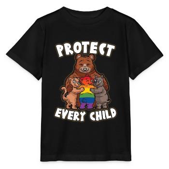 PROTECT EVERY CHILD Mutterliebe schwuler Bär LGBTQ - Stanley/Stella Kinder T-Shirt MINI CREATOR  - Schwarz - Vorne - Mikhail (115cm)