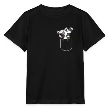 Lemur in Der Brusttasche Primas T-Shirt - Stanley/Stella Kinder T-Shirt MINI CREATOR  - Schwarz - Vorne - Mikhail (115cm)
