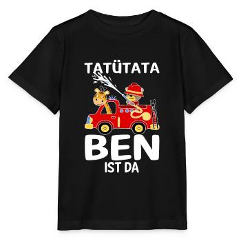 Tatütata Ben ist da lustiges Feuerwehr Kinder Kind - Stanley/Stella Kinder T-Shirt MINI CREATOR  - Schwarz - Vorne - Mikhail (115cm)