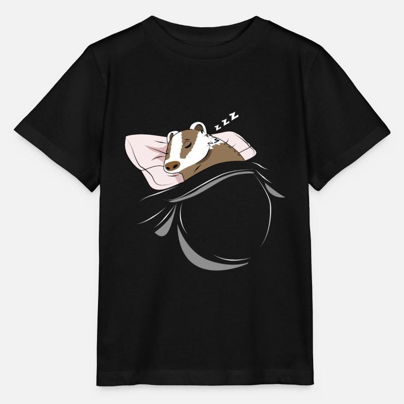 Blaireau endormi et endormi - T-shirt bio MINI CREATOR Stanley/Stella Enfant - noir