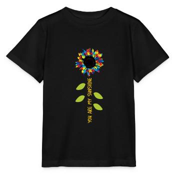 Tu es mon rayon de soleil - Autisme de tournesol - T-shirt bio MINI CREATOR Stanley/Stella Enfant - noir - Devant - Mikhail (115cm)