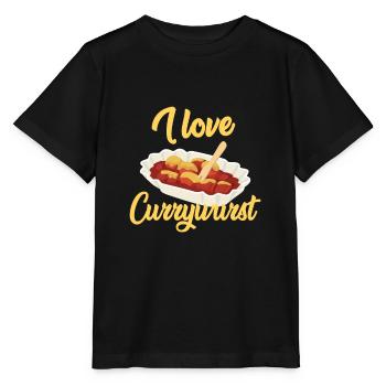 J'aime Currywurst Bratwurst Fast Food à emporter - T-shirt bio MINI CREATOR Stanley/Stella Enfant - noir - Devant - Mikhail (115cm)