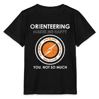 Lustige Happy Compass Orientierungslauf Grafik - Stanley/Stella Kinder T-Shirt MINI CREATOR  - Schwarz - Vorne - Mikhail (115cm)