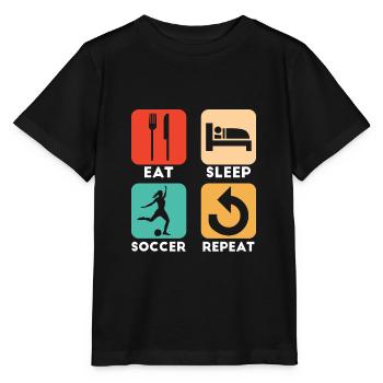 Women's soccer Eat sleep soccer repeat - Stanley/Stella MINI CREATOR Kids’ T-Shirt - black - Front - Mikhail (115cm)