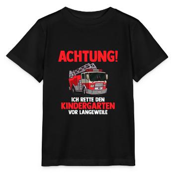 Kinder Kindergarten Start Anfang Feuerwehr - Stanley/Stella Kinder T-Shirt MINI CREATOR  - Schwarz - Vorne - Mikhail (115cm)