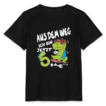 Kinder Geschenk zum 5 Geburtstag Skating Dino - Stanley/Stella Kinder T-Shirt MINI CREATOR  - Schwarz - Vorne - Mikhail (115cm)