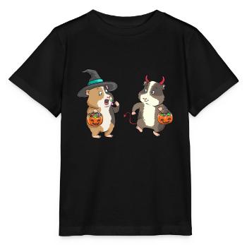 Meerschweinchen Halloween Kostüm Hexe Teufel - Stanley/Stella Kinder T-Shirt MINI CREATOR  - Schwarz - Vorne - Mikhail (115cm)
