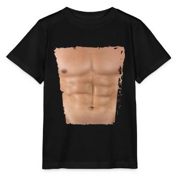 Fake Muskel Mann Fitness Männerkörper - Stanley/Stella Kinder T-Shirt MINI CREATOR  - Schwarz - Vorne - Mikhail (115cm)